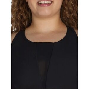 Time and Tru Womens Black Bikini Top See Through V Inlet Adjustable L 12-14